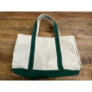 Retro 90 LL Bean Boat and Tote bag natural dark green Canvas Cotton 112644 Large